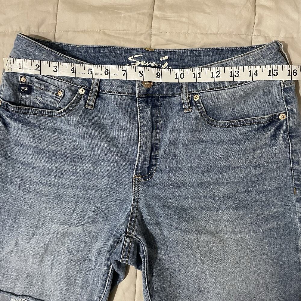 Seven7 Relaxed Bermuda Jean Short Size 8 Blue Denim Stretch 7 Inch Inseam Casual - Picture 4 of 10